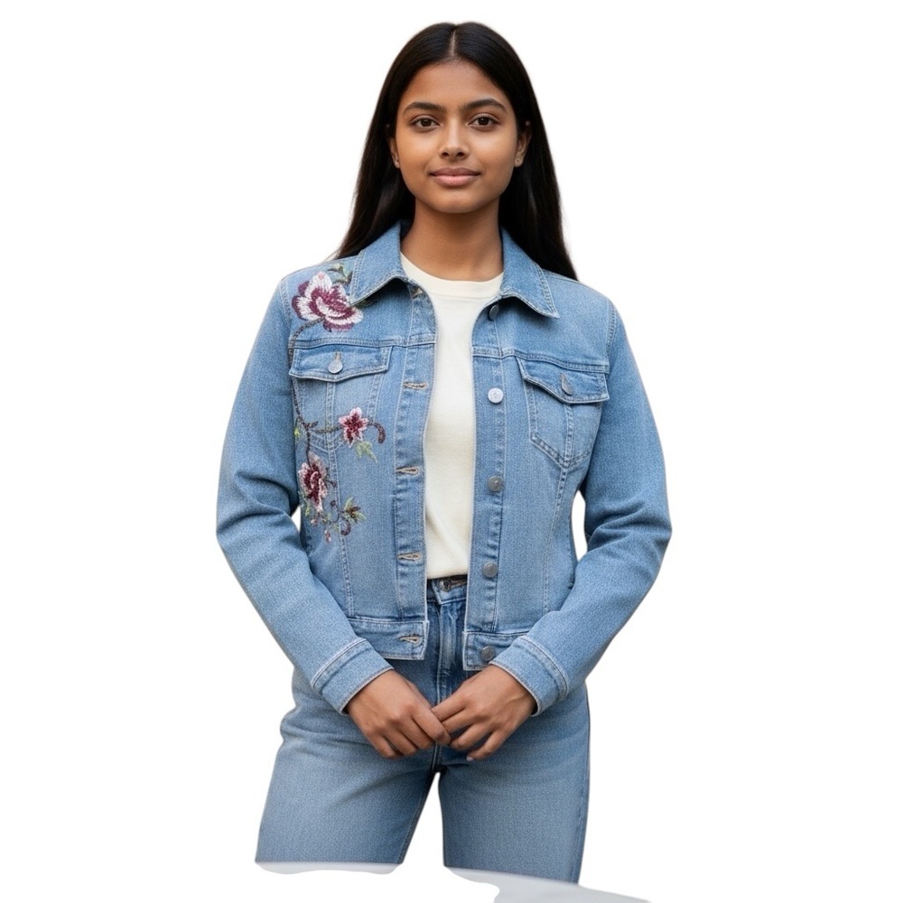 Very‎ Vera Boho Embroidered and Beaded Denim Jacket